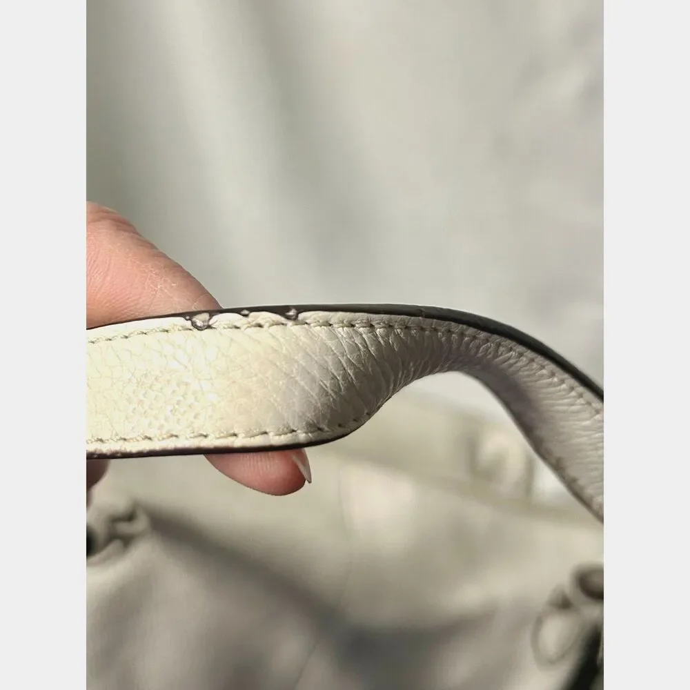 Coach Vermillion Park Kathryn Triple Zip White Soft Pebble Leather Satchel Bag